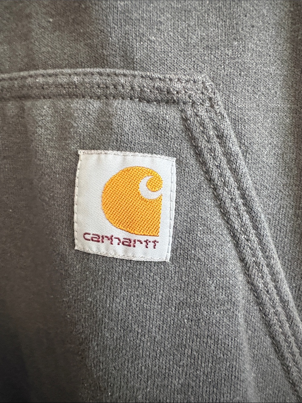 Carhartt Gray Pullover Hoodie with Front Logo - Picture 2 of 4